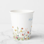 Dusty Blue Colorful Rustic Wildflower Wedding 紙コップ (正面)