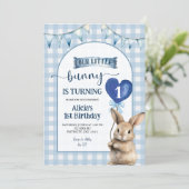 Dusty Blue Coquette Little Bunny Floral Birthday 招待状 (スタンド正面)
