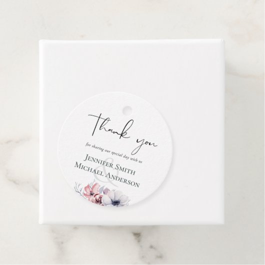 Dusty Blue Coralフローラス結婚クリプト フェイバータグ (インサイチュ)