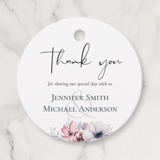 Dusty Blue Coralフローラス結婚クリプト フェイバータグ (正面)