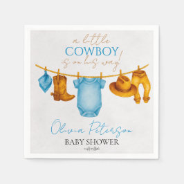 Dusty Blue Cowboy Napkins Western Baby Shower Boy スタンダードカクテルナプキン