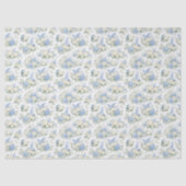 Dusty Blue Cream Florals Wedding Bridal Shower 薄葉紙 (正面)