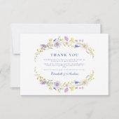 Dusty Blue Crest Floral Wedding サンキューカード (正面)