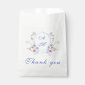 Dusty Blue Crest Floral Wedding フェイバーバッグ (正面)