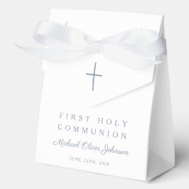 Dusty Blue Cross Boy First Holy Communion フェイバーボックス
