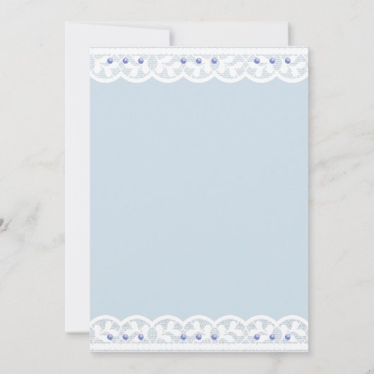 Dusty Blue Cross Christening Christian Baptism 招待状 (裏面)