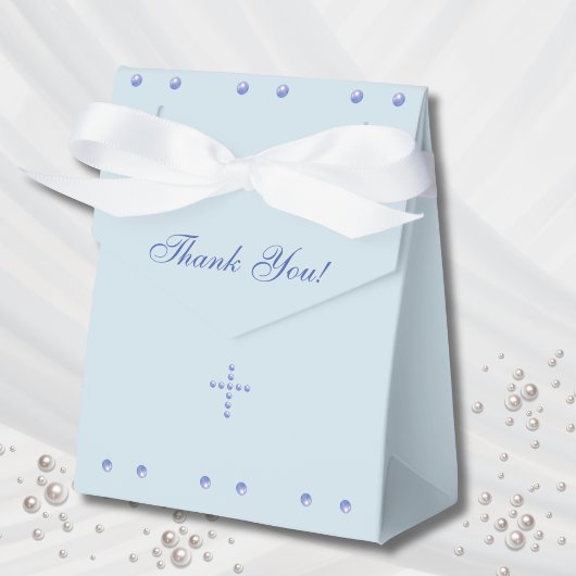 Dusty Blue Cross Christian Baptism フェイバーボックス