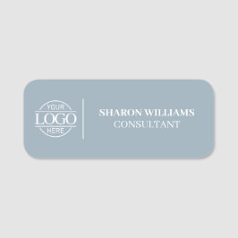 Dusty Blue Custom Business Logo Employee Magnetic 名札