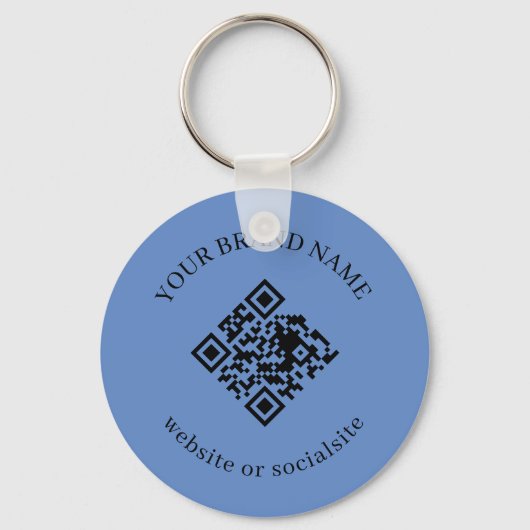 Dusty Blue Custom Business QR Code Keychains キーホルダー (正面)