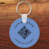 Dusty Blue Custom Business QR Code Keychains キーホルダー (正面)