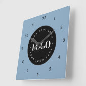 Dusty Blue Custom Logo Business Company Office スクエア壁時計 (傾斜)