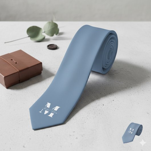 Dusty Blue | Custom Monogram Wedding Groomsmen  ネクタイ