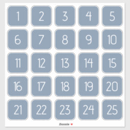 Dusty Blue Customizable Square Number Stickers  シール