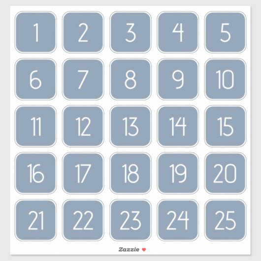 Dusty Blue Customizable Square Number Stickers  シール (シート)