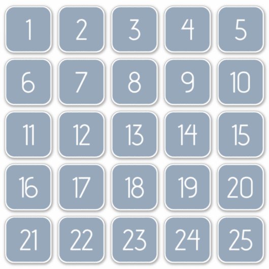 Dusty Blue Customizable Square Number Stickers  シール (正面)