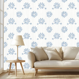 Dusty Blue Daisy Vintage Floral Soft Pattern Art  壁紙