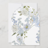 Dusty Blue Delphinium Floral Arched Boy Baptism 招待状 (裏面)