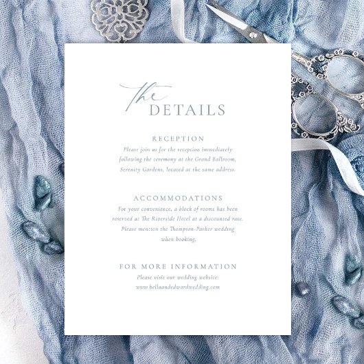 Dusty Blue Details Wedding Card 出欠カード