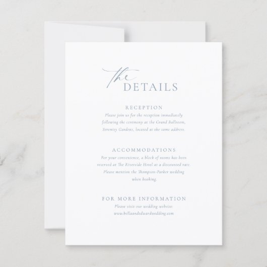 Dusty Blue Details Wedding Card 出欠カード (正面)