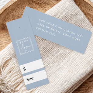 Dusty blue DIY price hang tag with custom logo