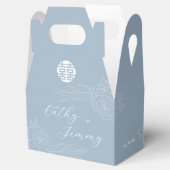 Dusty Blue Double Happiness Peonies Wedding フェイバーボックス (オープン)