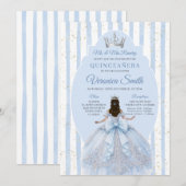 Dusty Blue Dress with Bow Quinceañera Birthday 招待状 (正面/裏面)