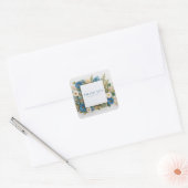 Dusty Blue Dried Floral Rustic Botanical Wreath スクエアシール (封筒)