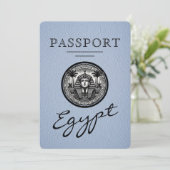 Dusty Blue Egypt Passport Wedding Invitation 招待状 (スタンド正面)