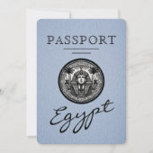 Dusty Blue Egypt Passport Wedding Invitation 招待状 (正面)