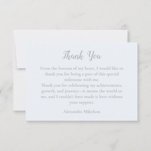 Dusty Blue Elegant 50 & Fabulous Birthday サンキューカード (正面)