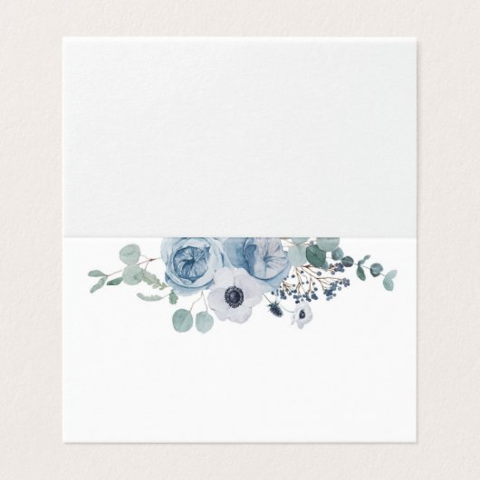 Dusty blue elegant anemone wedding place card (外部フラット)
