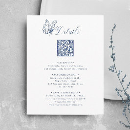 Dusty Blue Elegant Calligraphy Wedding Details エンクロージャーカード