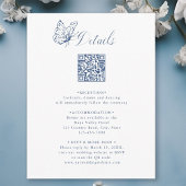 Dusty Blue Elegant Calligraphy Wedding Details エンクロージャーカード