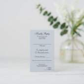 Dusty Blue Elegant Calligraphy Wedding RSVP Card 名刺 (スタンド正面)
