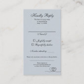 Dusty Blue Elegant Calligraphy Wedding RSVP Card 名刺 (正面)