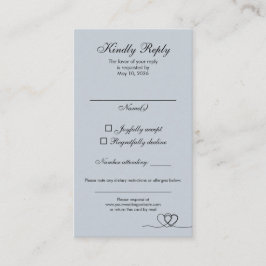 Dusty Blue Elegant Calligraphy Wedding RSVP Card 名刺