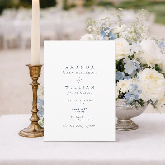 Dusty Blue Elegant French Wedding Invitation 招待状