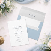Dusty Blue Elegant French Wedding Invitation 招待状