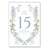 Dusty Blue Elegant Garden Vintage Bridal Shower テーブルナンバー (裏面)