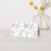 Dusty Blue Elegant Garden Vintage Bridal Shower プレイスカード (裏面)