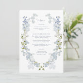 Dusty Blue Elegant Garden Vintage Bridal Shower メニュー (スタンド正面)