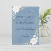 Dusty Blue Elegant Minimalist Wedding Invitation 招待状 (スタンド正面)