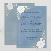 Dusty Blue Elegant Minimalist Wedding Invitation 招待状 (正面/裏面)