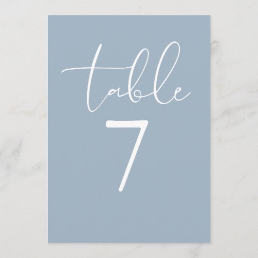 Dusty Blue Elegant Modern Script Table Number 招待状 (裏面)