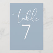 Dusty Blue Elegant Modern Script Table Number 招待状 (正面)