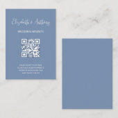 Dusty Blue Elegant Script | QR Code Wedding RSVP エンクロージャーカード (正面/裏面)