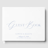 Dusty Blue Elegant Script Wedding Guest Book ゲストブック (正面)