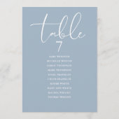 Dusty Blue Elegant Seating Plan Table Number 招待状 (裏面)