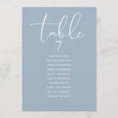 Dusty Blue Elegant Seating Plan Table Number 招待状 (正面)