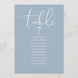 Dusty Blue Elegant Seating Plan Table Number 招待状